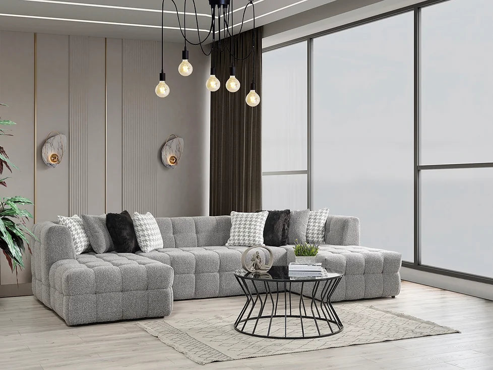 Item: Sicilya Sectional
Color: Cream
Measurement: 133.85 X 66.92 X 29.5