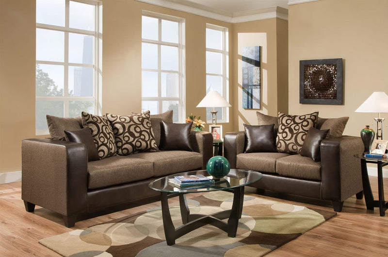 110 - Brown Sofa & Loveseat