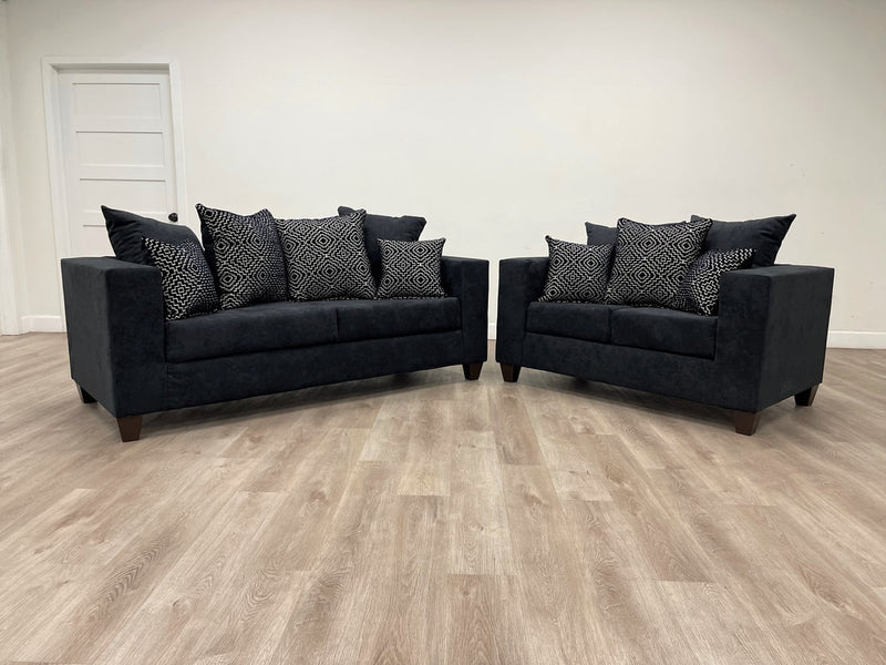 110 - Hollywood Black Sofa & Loveseat