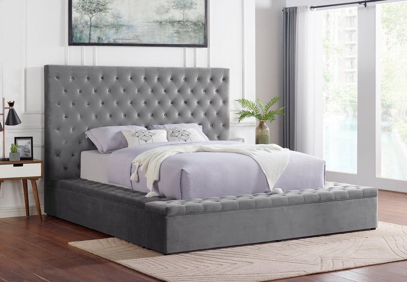 Paris Grey Platform Bed - Queen,