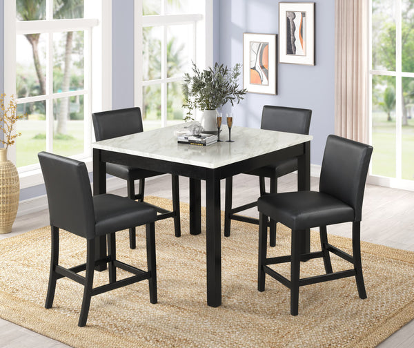 Dior - Black Pub Table + 4 Chair Set